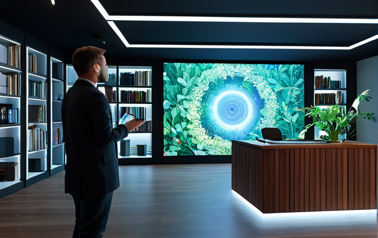 A wise and nurturing professional male guild leader, fully clothed in a modest business casual outfit, standing in a well-lit modern study. He contemplates a detailed holographic projection of a flourishing digital garden filled with diverse, healthy-looking plants, gently gesturing towards it. The study features a large wooden desk, a comfortable chair, and a bookshelf. Subtle digital interface elements float around the projection. Professional photography, soft studio lighting, high resolution, perfect anatomy, correct proportions, natural pose, well-formed hands, proper finger count, natural body proportions, safe for work, appropriate content, fully clothed, professional, modest, family-friendly.