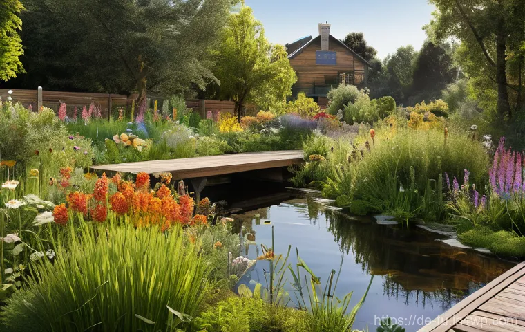 길드 생태계 정원 설계와 사회적 책임 - **Prompt:** "A vibrant, thriving European-style biodiverse garden, bathed in soft, natural sunlight ...