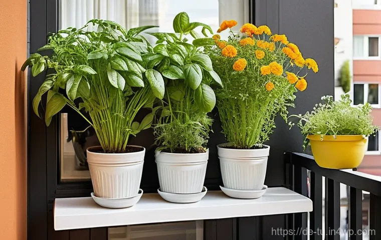 길드 생태계 정원 설계에서의 수경 재배 기술 - **Vibrant Balcony Guild Garden:** A cheerful, sun-drenched urban balcony garden flourishing with a d...