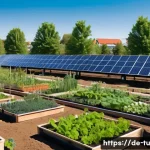 Home 19 길드 생태계 정원 설계와 기계적 방식 - A vibrant community garden in an urban German neighborhood, showcasing a seamless integration of nat...