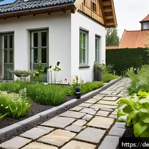 Home 17 길드 생태계 정원 설계의 변화하는 패러다임 - A modern sustainable garden scene in Germany featuring smart irrigation technology: digital moisture...